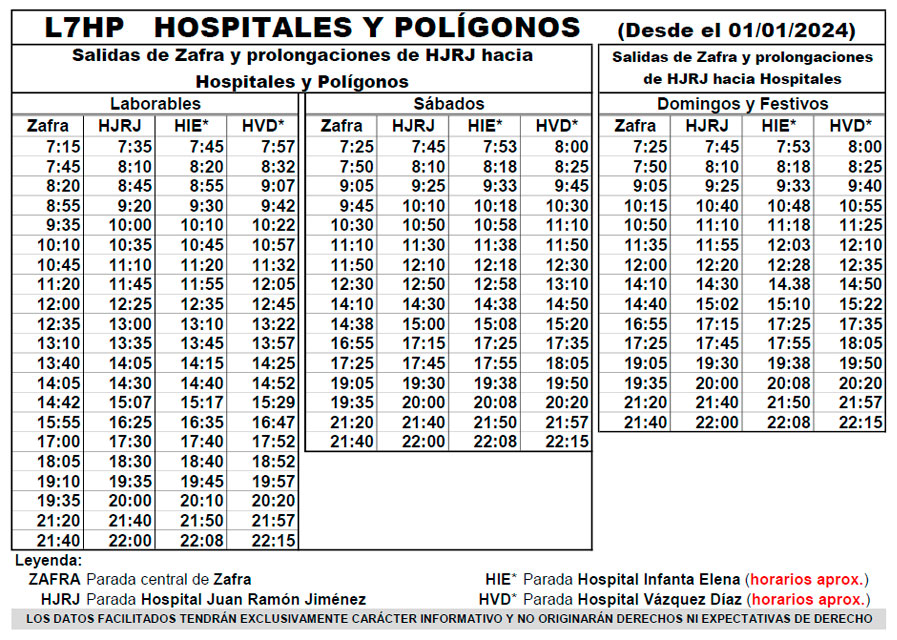 horario emtusa linea 7 hospitales 20240101