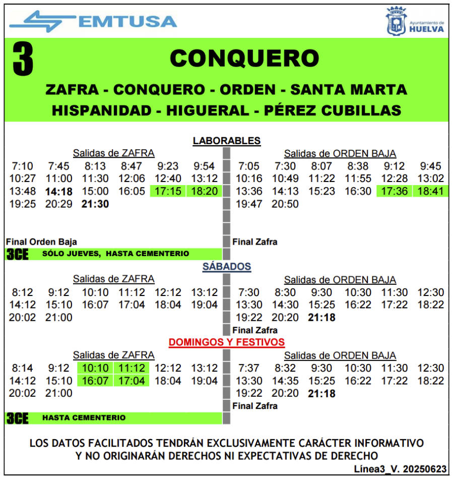 horario emtusa linea 3 20250623