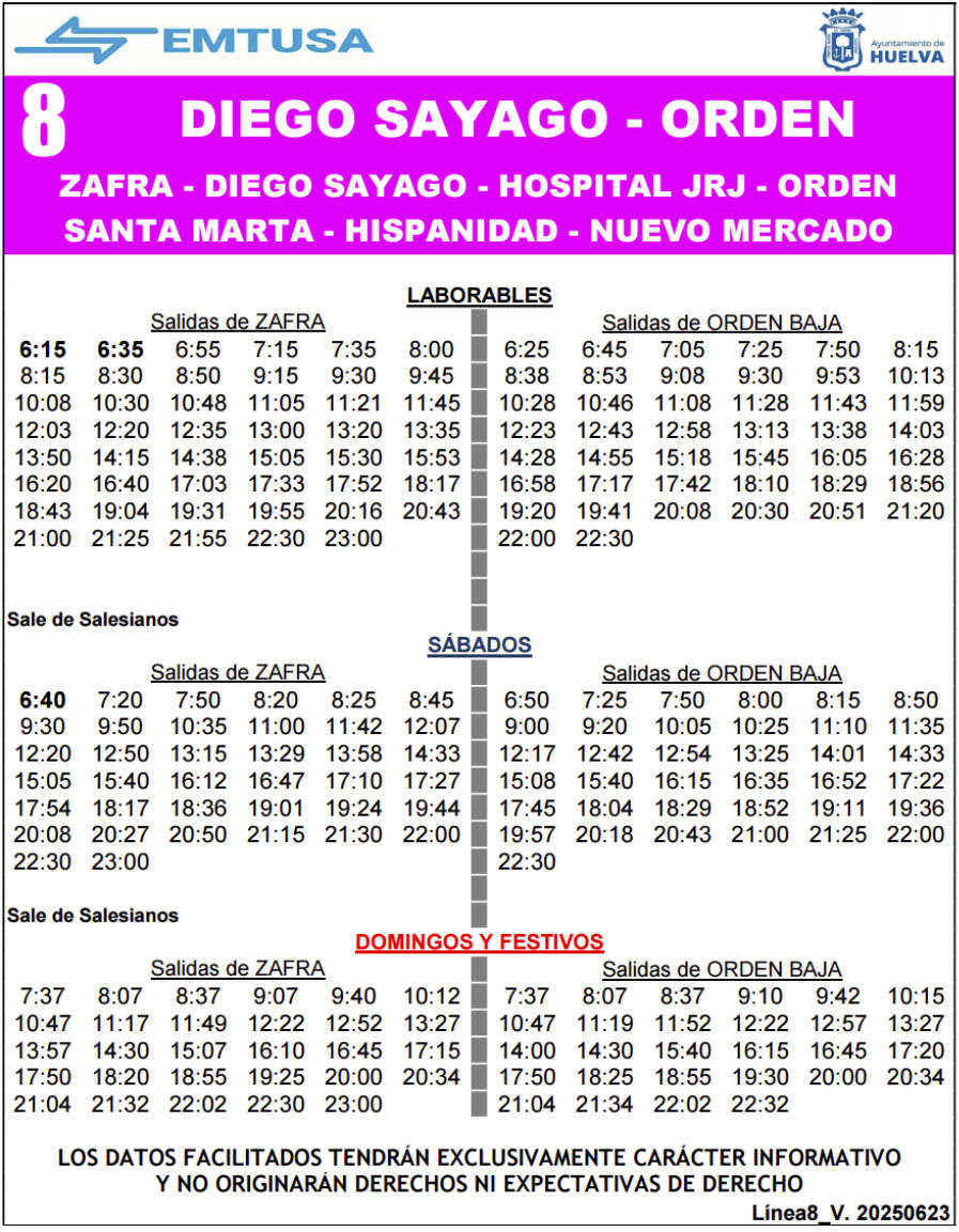 horario emtusa linea 8 20250623