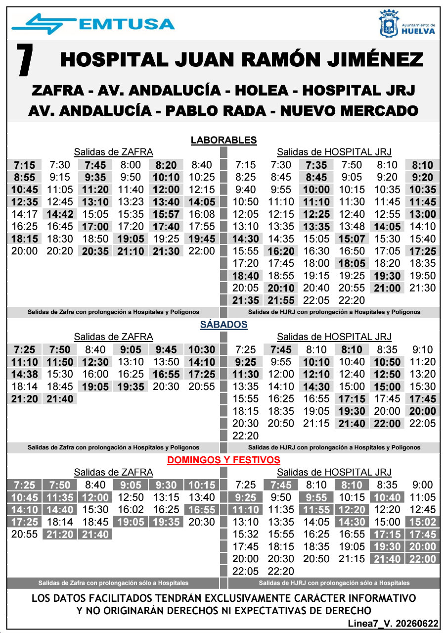 horario emtusa linea 7 20260622